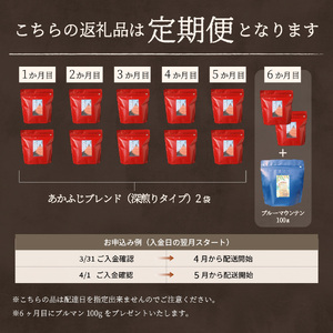 メール便発送「あかふじブレンド　2個セット」　富士山の湧き水で磨いた スペシャルティコーヒー定期便（粉320g）6ヶ月 珈琲 ブレンド粉 コーヒー粉 スペシャルティ 定期便 珈琲