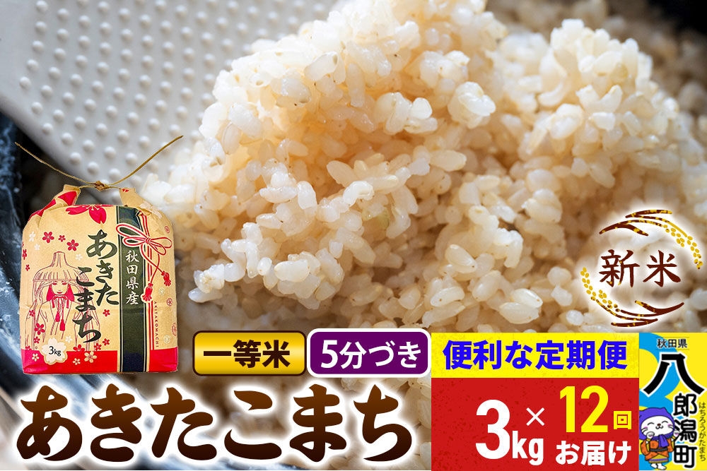 
                  《新米》《定期便12ヶ月》あきたこまち 一等米 3kg×1袋【5分づき】 令和8年産 秋田県産 こまちライン [新米 こまちライン あきたこまち ブランド米 お米 白米 精米 無洗米 米どころ 秋田 秋田県産]
                