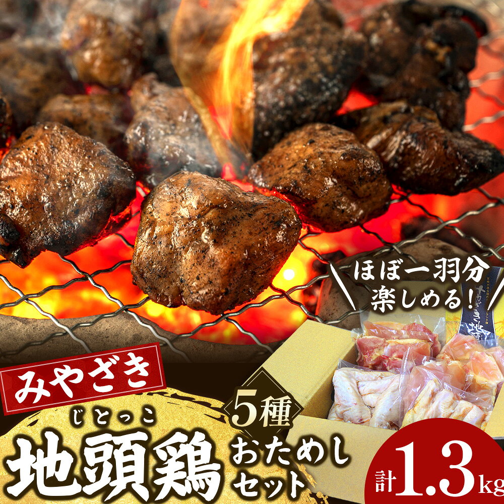 【ふるさと納税】【宮崎ブランド地鶏】朝挽き”みやざき地頭鶏”おためしセット 約1.3kg 焼き鳥 もも肉 むね肉 ささみ 手羽元 手羽先 炭火焼 じとっこ 鶏 鶏肉 地頭鶏 地鶏 総菜 おかず 冷凍 人気 おすすめ 国産 ギフト 贈り物 贈答 お祝い ご褒美 宮崎県 小林市 送料無料