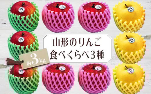 
            【2025年10月～12月発送分先行受付】山形のりんご食べくらべ3種 約3kg_H080(R7)
          