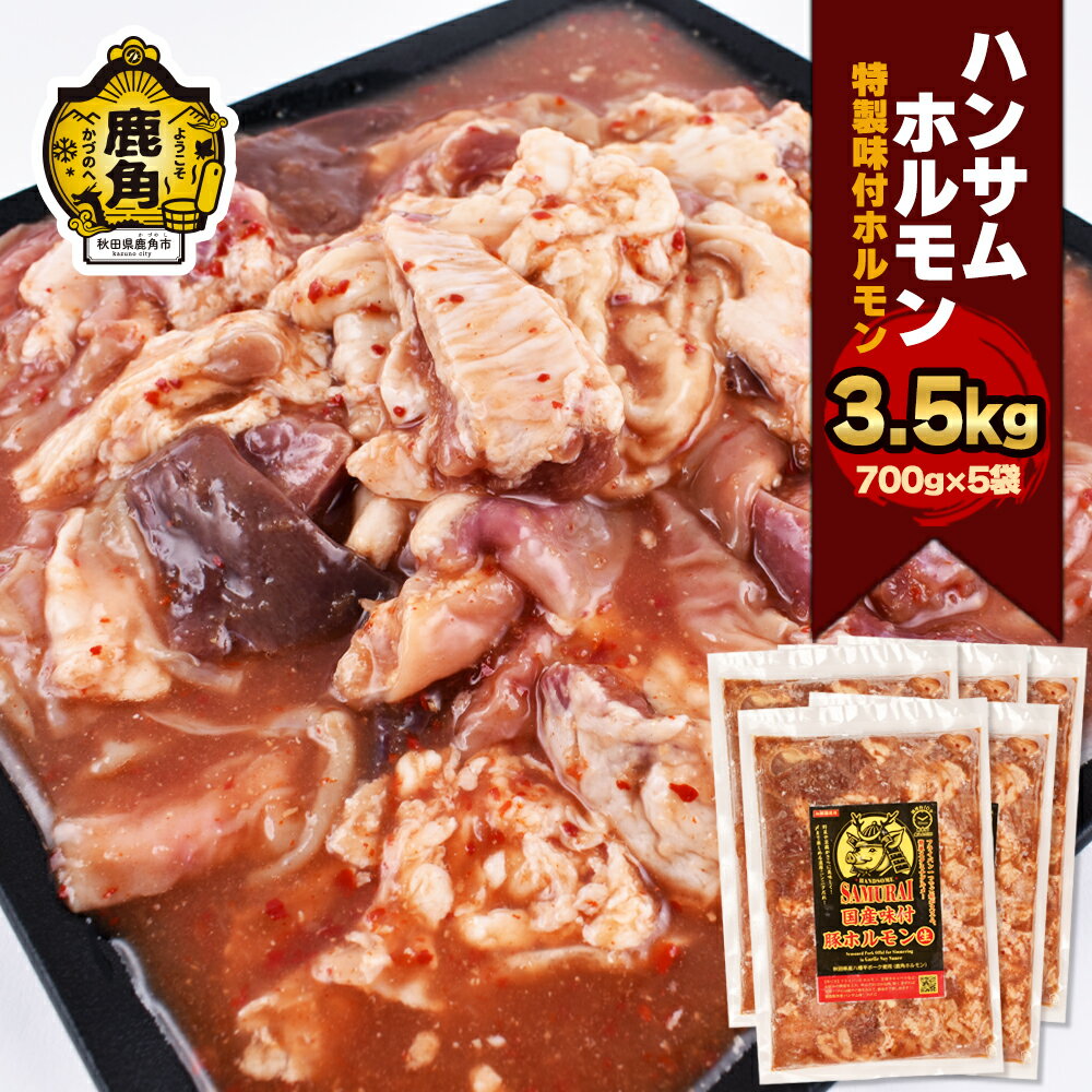 【ふるさと納税】ハンサム ホルモン 700g × 5袋（ 合計 3.5kg ）鍋 ホルモン もつ 焼肉 ブランド豚 豚肉 おかず おつまみ 食べやすい お歳暮 グルメ ギフト 故郷 秋田 あきた 鹿角市 鹿角 鹿角ホルモン 送料無料 【ハンサム侍】