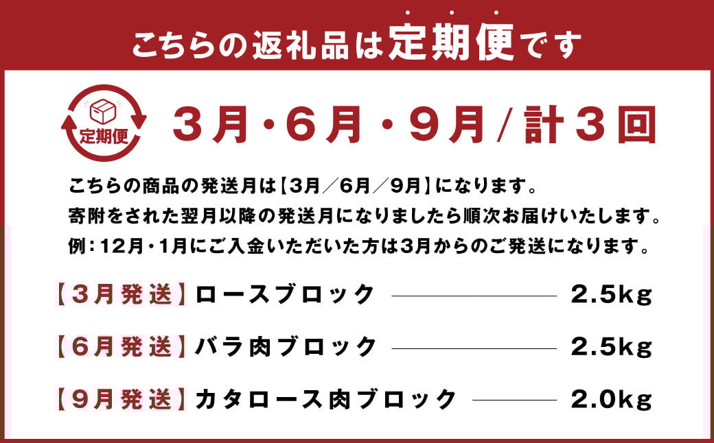 【3回定期便】大分県産ブランド豚 奥豊後豚（米の恵み）3種ブロック食べ比べ