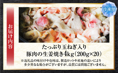 たっぷり玉ねぎ入り豚肉の生姜焼き 4kg |肉 豚肉 冷凍 小分け 時短 時短調理 簡単 料理 たっぷり 生姜焼き たまねぎ しょうが ジューシー 弁当 おかず 香川県 三木町 おすすめ |_mk14