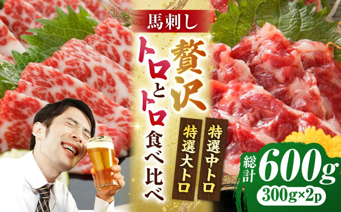 
【数量限定】特選霜降り馬刺し 大トロ中トロ2種食べ比べセット　計600ｇ（各300g）【山鹿食品企画】 [ZBO054]
