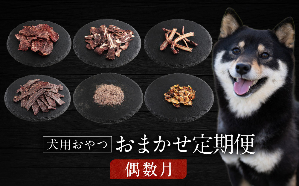 【定期便全6回（偶数月）】犬用ジビエおやつ おまかせ定期便｜ジビエ 鹿肉 自然派 ジャーキー 犬用 ペット おやつ ドッグフード 飛騨高山舞地美恵 SW104