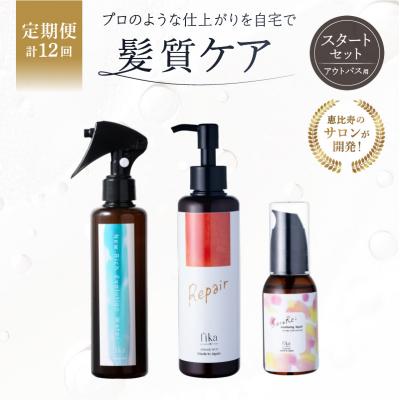 ふるさと納税 渋谷区 定期【1か月1回配送 計12回】髪質ケアアウトバス用スタートセット 全ての髪質用3step