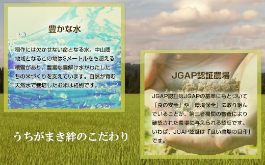 U10P213 【令和6年産 新米予約】JGAP認証農場 魚沼産コシヒカリ 5kg うちがまき絆 早期受付 2024年10月中旬頃より発送開始 白米 魚沼 米