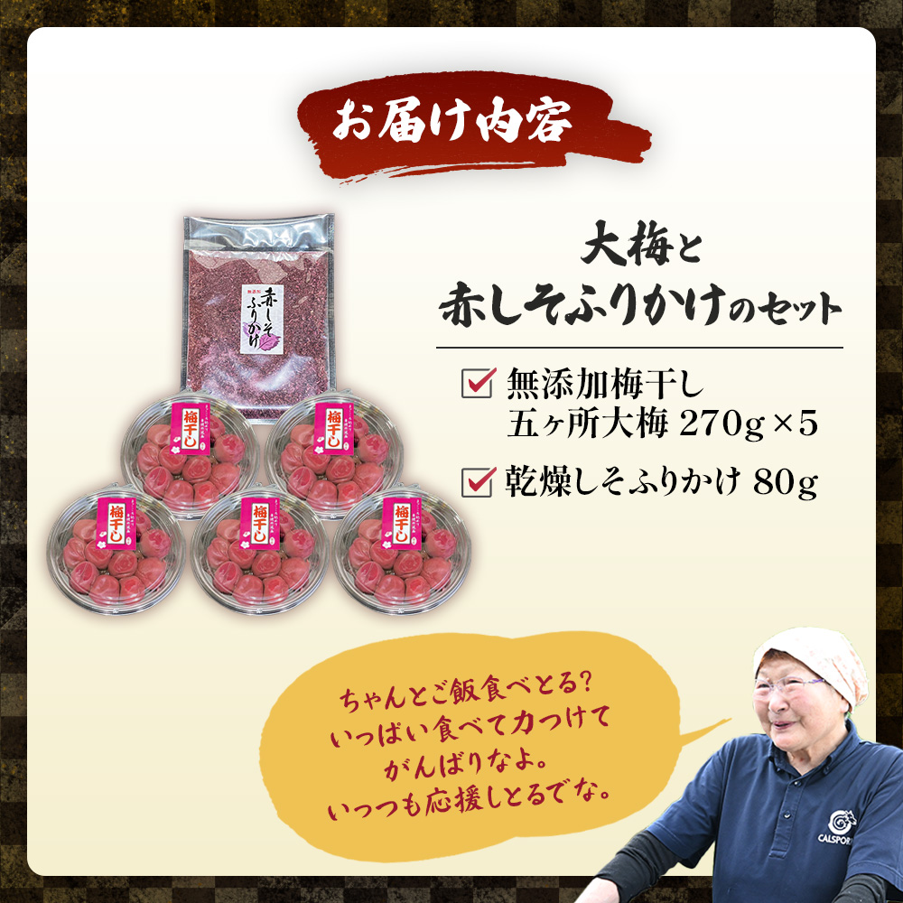 TH-03 40年作り続けてきた無添加梅干し（大梅）と赤しそふりかけのセット