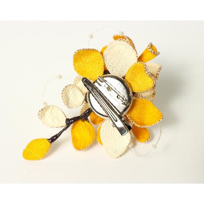 ふるさと納税 京丹後市 シルクコサージュ!(イエロー)着物などの和装・洋装共に使えます。髪飾りコサージュとしても |  | 02