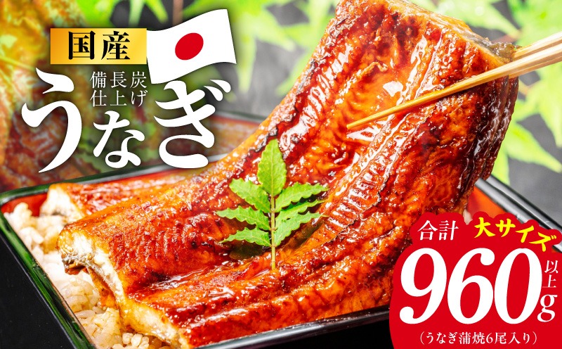 G4240 国産うなぎ蒲焼 960g以上（大サイズ6尾）【レンチン 湯煎対応 簡単調理 鰻 ウナギ 人気総菜 日本産 土用の丑の日にも】