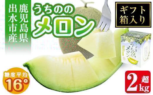 i915 ＜2025年5月下旬～7月下旬の間に発送予定＞うちののメロン1玉(ギフト箱入り) 2kg以上 果物 くだもの フルーツ めろん ギフト 贈答 青肉 国産 九州産 鹿児島県産 【山ん神】