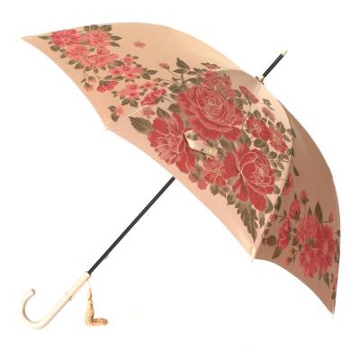 ふるさと納税 富士河口湖町 槙田商店【晴雨兼用】長傘 ”絵おり”  大バラ:ベージュ