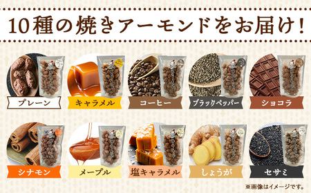 産山村製造 焼きアーモンド 10点 セット プレーン キャラメル コーヒー ショコラ ブラックペッパー シナモン メープル 塩キャラメル 詰め合わせ アーモンド ギフト 贈り物 お取り寄せ スイーツ 