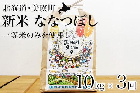 ななつぼし 定期便 10kg × 3回便 『一等米のみを使用』 ≪令和7年産 ≫ 城守商店 | 3ヶ月 新米 令和7年 米 お米 こめ コメ 10kg ブランド米 ごはん ななつぼし 精米 白米 北海道 美瑛 美瑛町 北海道美瑛町 [108-07]