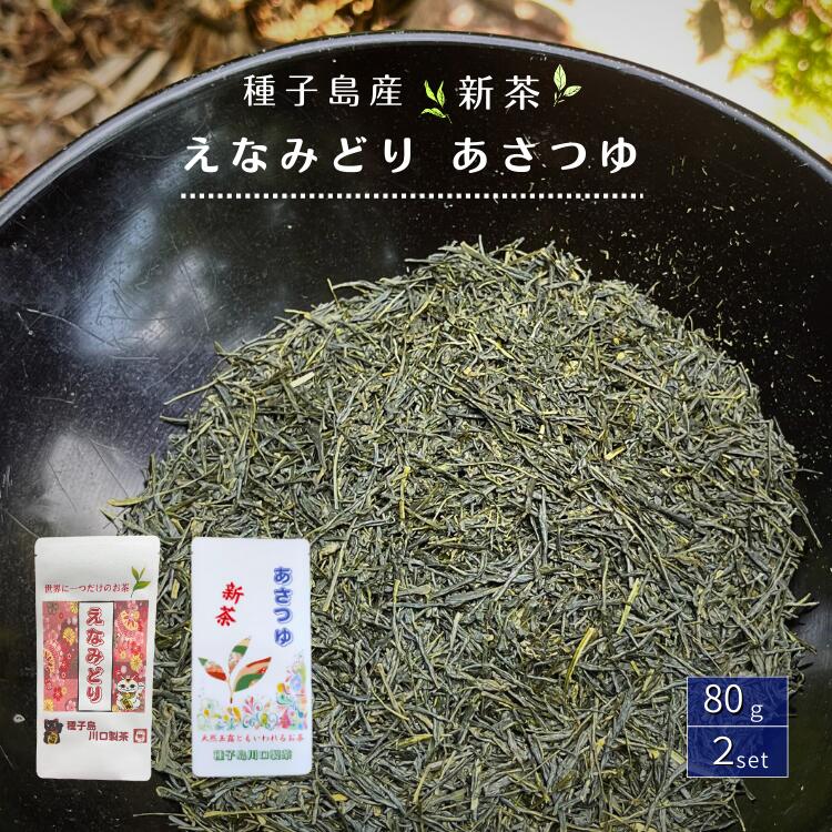 【ふるさと納税】種子島 川口製茶 えなみどり あさつゆ 希少茶葉 2個セット