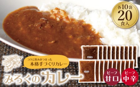W27-04 みろくのカレー20食（甘口10食・中辛10食） 【JSM】 【fukuchi00】
