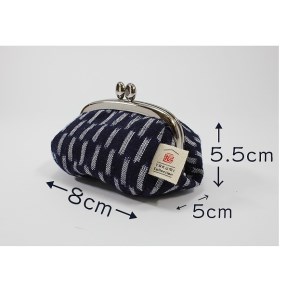 【メール便でお届け】久留米絣 福ふくがま口財布 （縞 あられ）_久留米絣 福ふくがま口財布 お財布 コンパクト 選べる デザイン 縞 あられ 赤白玉 口金式 かわいい レトロ レディース メンズ ユニ