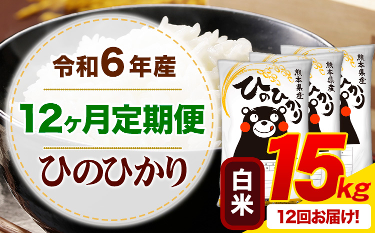 【12ヶ月定期便】令和6年産 白米 ひのひかり 定期便 15kg《お申込み月の翌月から出荷開始》令和6年産 熊本県産 ふるさと納税 精米 ひの 米 こめ ふるさとのうぜい ヒノヒカリ コメ お米---mifune_lcl_168_mo12num1---