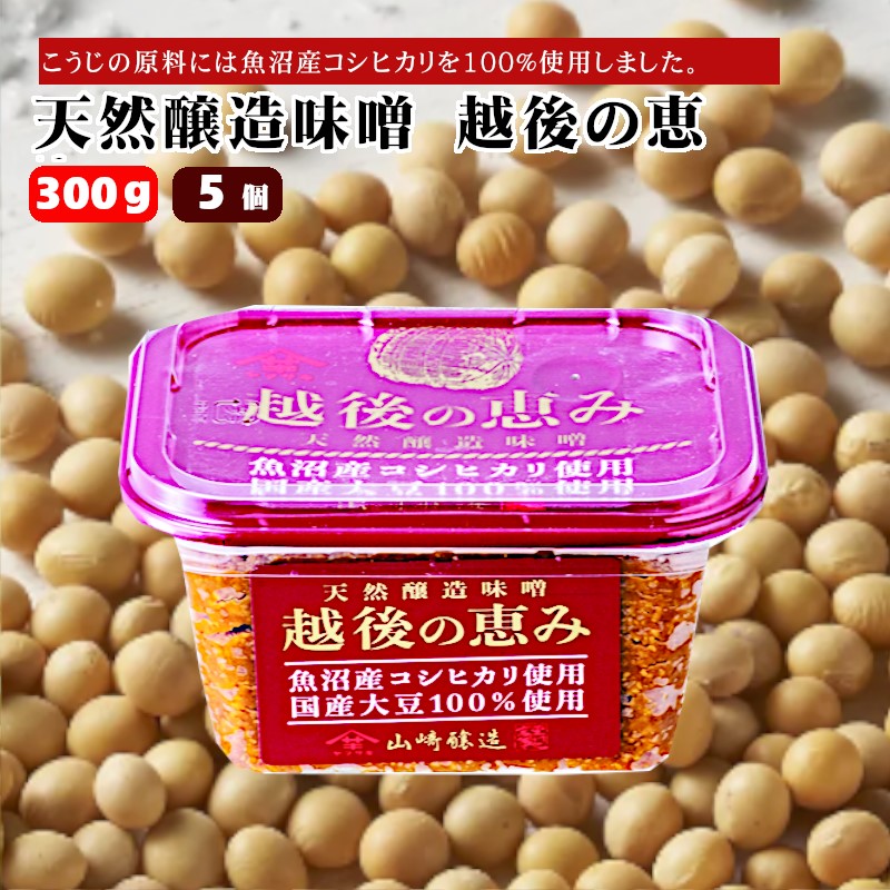 10P165 天然醸造味噌　越後の恵み300g×5個 味噌 みそ 山崎醸造
