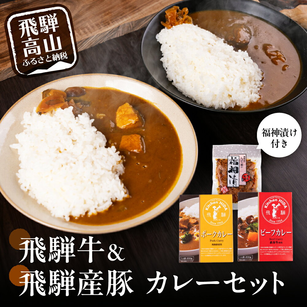 【ふるさと納税】飛騨牛ビーフカレー・飛騨産豚使用ポークカレー＆福神漬けセット | ご当地 グルメ カレー 飛騨牛 飛騨高山 株式会社永井商店 PG019