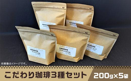 
こだわり珈琲3種セット（200g×5袋）自家焙煎珈房　藤枝
