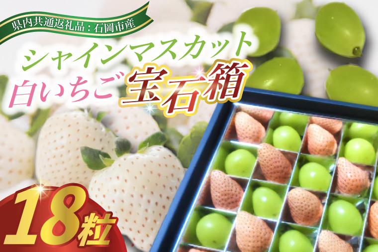 
            シャインマスカットと白いちごの　宝石箱　18粒(県内共通返礼品:石岡市産) (BR121)
          