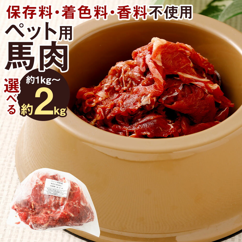 【ふるさと納税】＜選べる容量＞ペット用馬肉 約1kg/約2kg 1袋1kg 馬肉 お肉 生食 高タンパク 低カロリー 低脂肪 高鉄分 おやつ ごはん ご飯 ペットフード ドッグフード 犬用 キャットフード 猫用 ヘルシー 健康 冷凍 熊本県 相良村 送料無料
