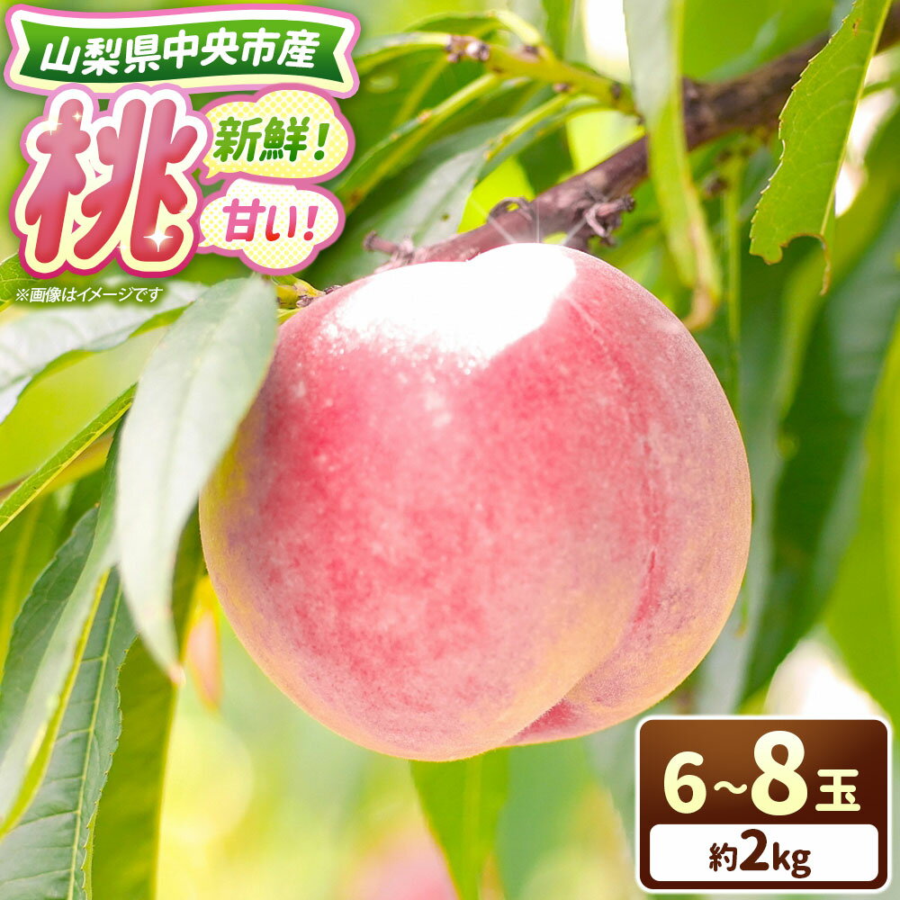 【ふるさと納税】新鮮！甘い！山梨県中央市産 桃 6玉～8玉（約2kg） 「道の駅とよとみ」より厳選したものを出荷！ もも モモ フルーツ くだもの 果物 果実 デザート 冷蔵 国産 山梨県 中央市 送料無料 【2026年7月上旬～7月下旬発送予定】