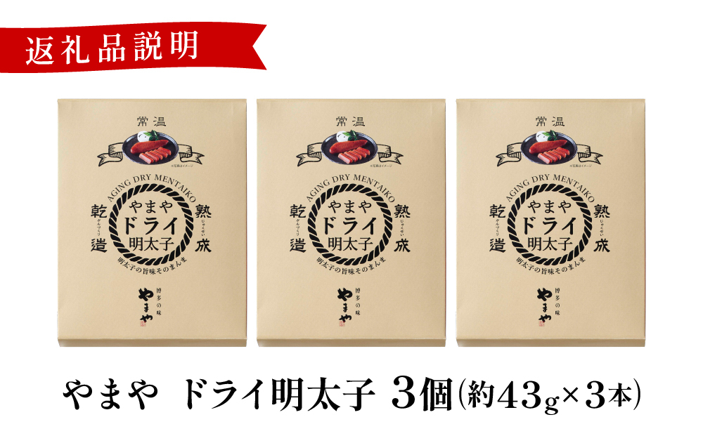 やまや ドライ明太子3個 |ふるさと納税 やまや 明太子 辛子明太子 博多明太子 切子 ご家庭用 熟成明太子 お取り寄せ ごはんのお供 人気 博多グルメ ギフト