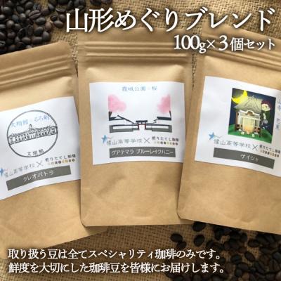 ふるさと納税 山形市 【煎りたてL珈琲】山形めぐりブレンド 300g(100g×3個セット) FZ22-414