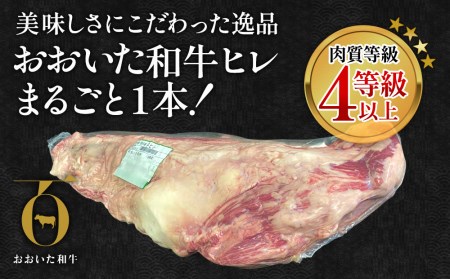 おおいた和牛 ヒレ肉 1本(4kg以上) 和牛 牛肉 豊後牛 国産牛 赤身肉 焼き肉 ステーキ肉 大分県産 九州産 津久見市 国産【tsu0023011】