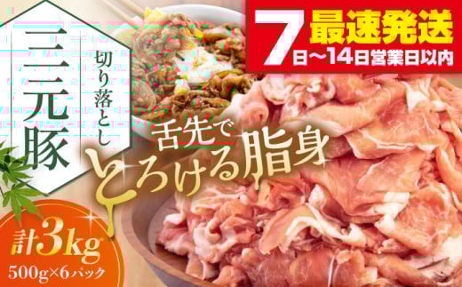 平田牧場 切り落とし 3kg (500g×6P) 《喜茂別町》【平田牧場】 豚肉 切り落とし 肉 冷凍 国産 切落し 野菜炒め 豚丼 ぶた肉 ポーク ぶたにく 使い勝手抜群 ぶた丼 豚汁 生姜焼き 煮物 三元豚 [AJAP007] 30000 30000円 3万円