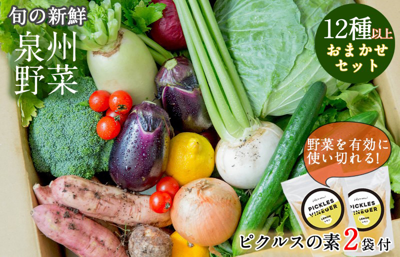 G894 季節の泉州野菜 12種 おまかせセット ピクルスの素 2袋付き