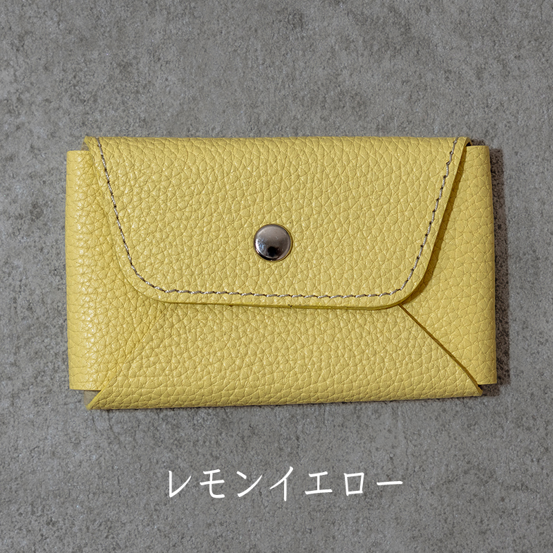 本革 カード 名刺入れ 日本製 レザー 革製品 カードケース Liete WH-21 レモンイエロー レモンイエロー