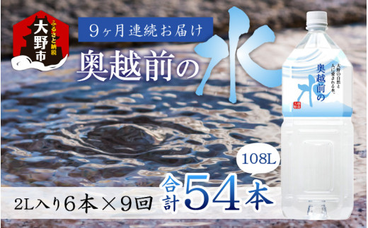 
【9ヶ月連続お届け】奥越前の水 PET2L×6本 計54本
