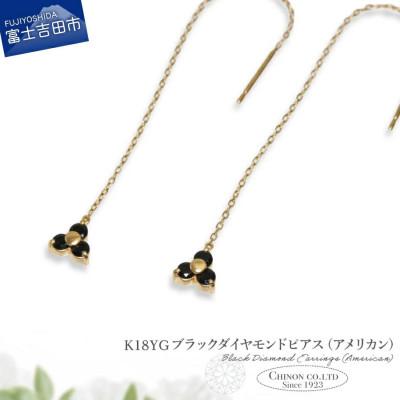 ふるさと納税 富士吉田市 K18YG　ブラックダイヤモンドアメリカンピアス　CS-708