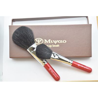 ふるさと納税 熊野町 熊野筆 パウダー・チークブラシ2本セット 灰リス・粗光峰混毛　MR-95-HS