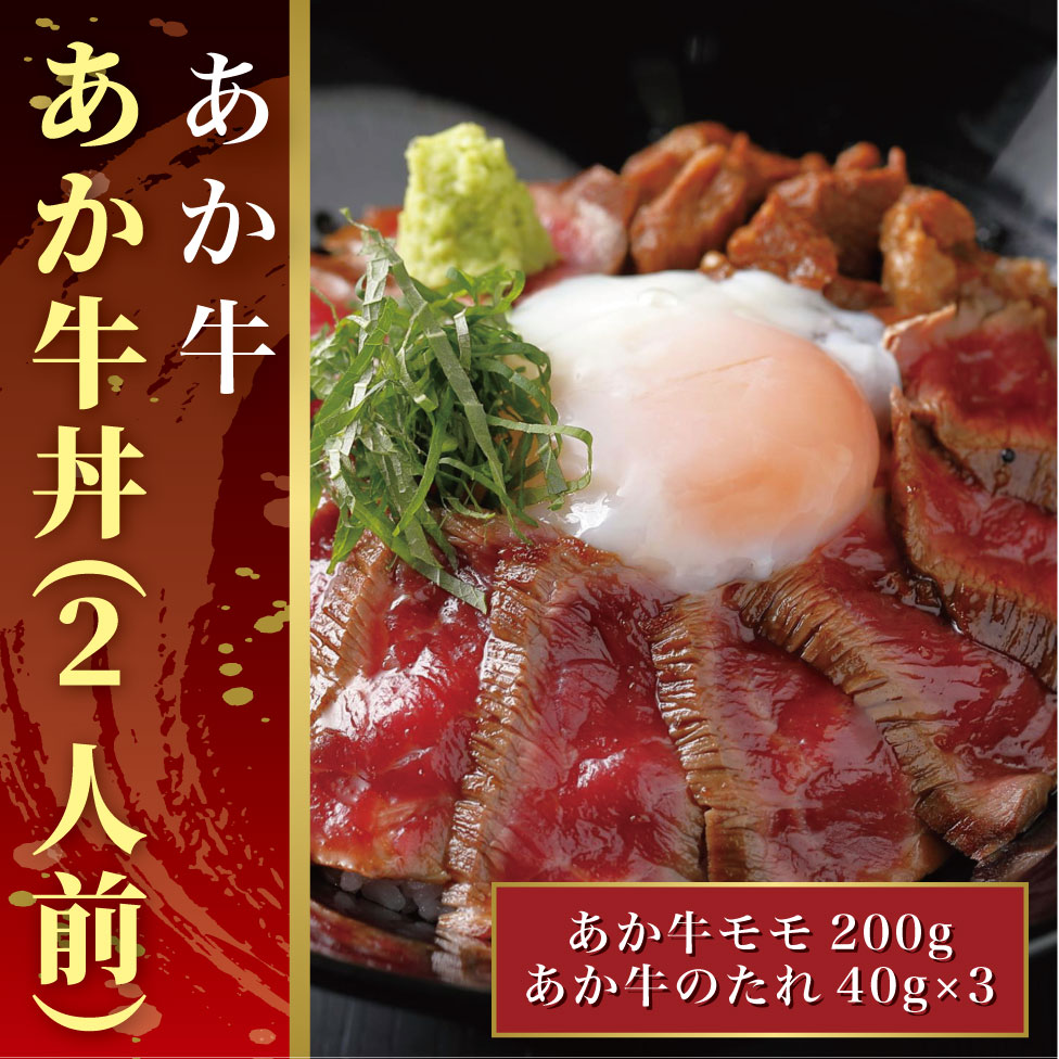 【ふるさと納税】あか牛丼（2人前）セット　（あか牛モモ200g、あか牛のたれ40g×3）