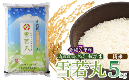 【令和7年産先行予約】斎藤農場の特別栽培米 雪若丸 精米 5kg(5kg×1袋) 山形県鶴岡市 [K-756]