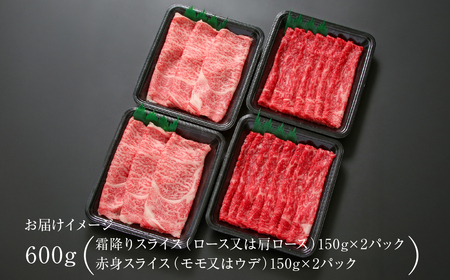 飛騨牛 霜降り・赤身スライスセット（すき焼き/しゃぶしゃぶ） 600g（150g×各2パック） 冷凍真空パック | 肉 お肉 すき焼き すきやき しゃぶしゃぶ 黒毛和牛 和牛 個包装 小分け 人気 お