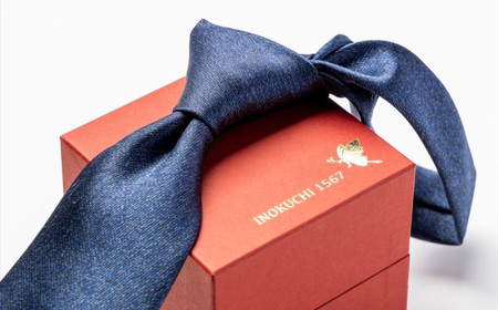 シルク ネクタイ （INOKUCHI1567 ） 岐阜蝶柄 紺色 ビジネス スーツ メンズ 岐阜市 / 皐月屋[ANBR008]