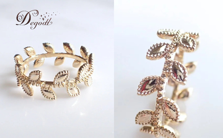 Degodd デゴッド リーフデザインリング 13号 15号 リング 指輪 アクセサリー レディースアクセサリー ギフト クリスマス プレゼント 記念日 ご褒美 15号