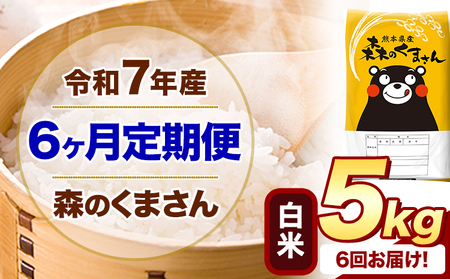 【6ヶ月定期便】令和7年産 白米 森のくまさん 5kg(5kg×1袋)《お申し込みの翌月から出荷》