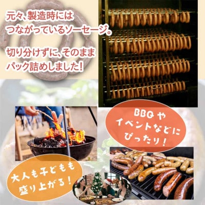 【伊豆沼ハム】つながったソーセージ 3種セット【配送不可地域：離島】【1613976】