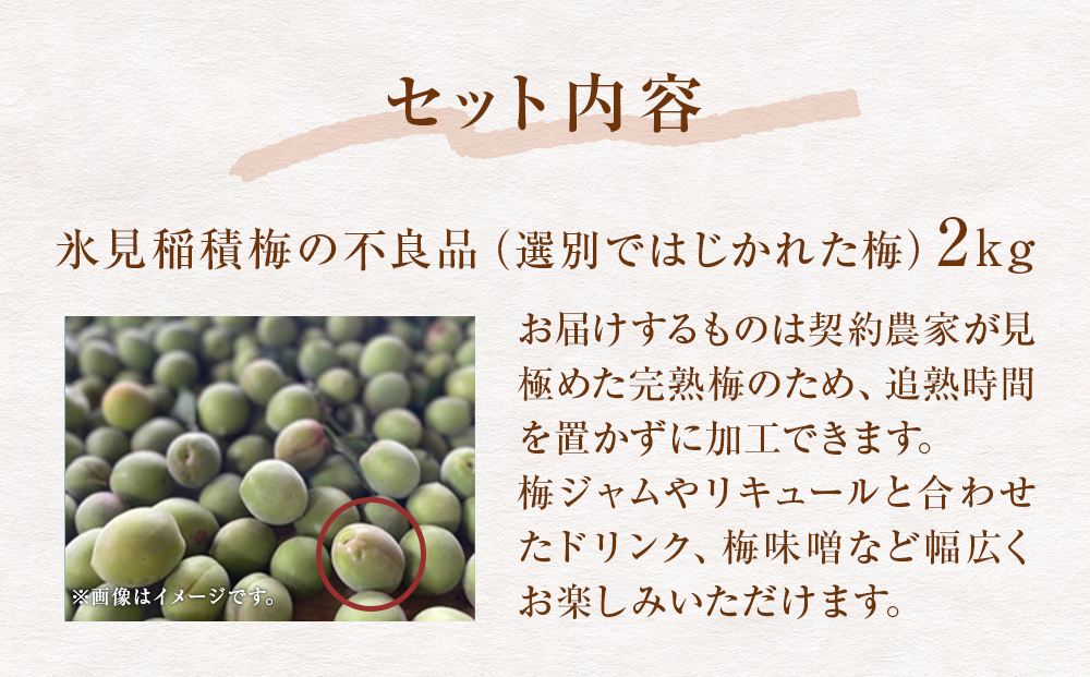 【訳あり】【先行予約】MOTTAINAI 氷見稲積梅 2kg ＜6月下旬発