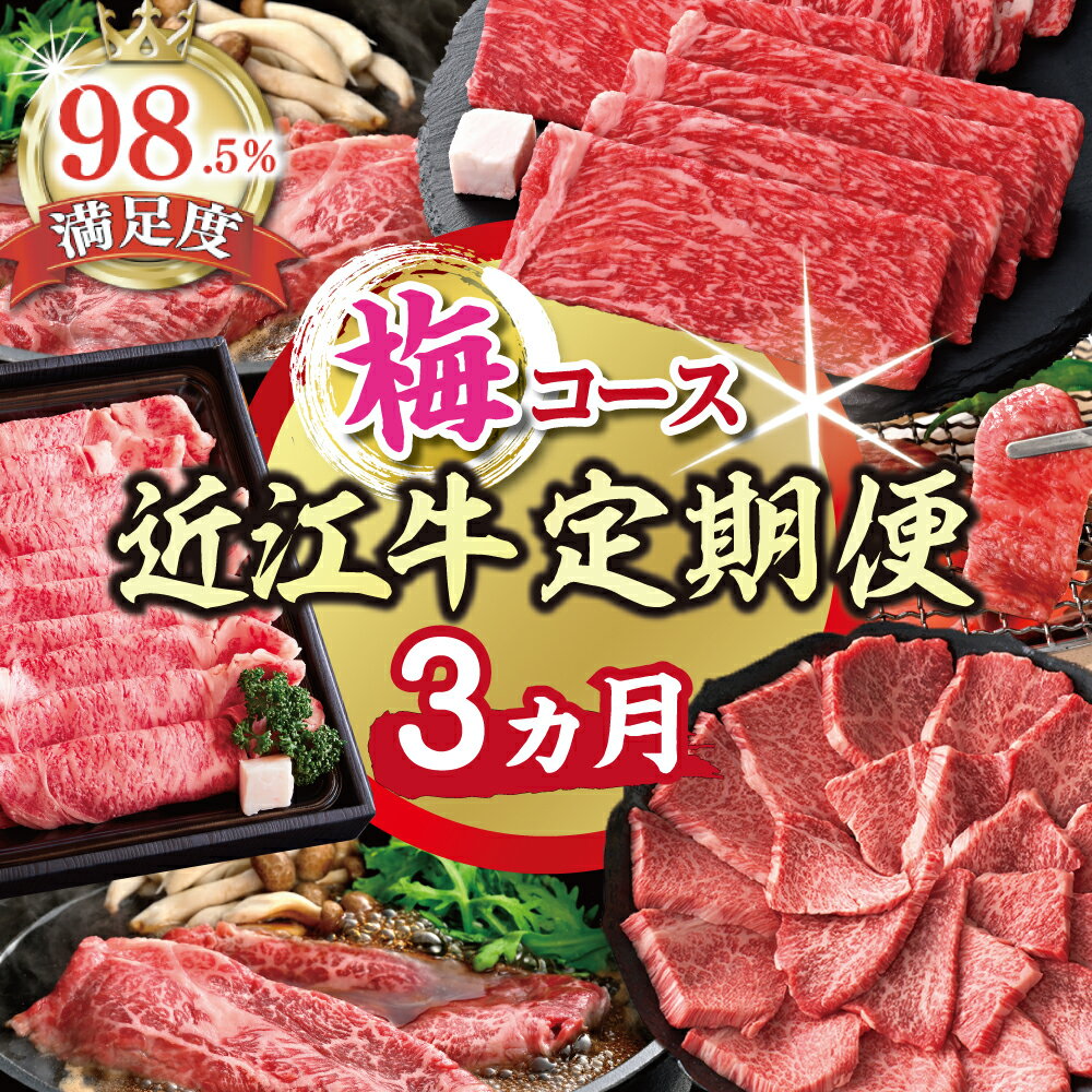 【ふるさと納税】【期間限定】特選近江牛定期便（3カ月）梅コース（近江牛マスター中級編）国産 牛肉 近江牛 ブランド牛 日本三大和牛 赤身 ランプ イチボ すき焼き / 焼肉 / しゃぶしゃぶ 食べ比べ