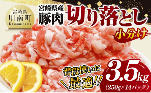 【小分け】宮崎県産豚肉切り落とし3.5kg 【 豚肉 豚 肉 宮崎県産 小分け パック 送料無料 】[D11601]