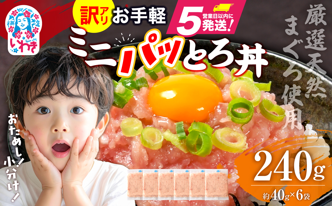 ねぎとろ使い切りパック　約240g（約40g×6パック） | まぐろ まぐろたたき ねぎとろ マグロ パーティー 使い切りパック 海鮮丼 お寿司 軍艦巻き 福島県 いわき市 父の日 | DK011-240g