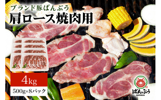 
ブランド豚「ばんぶぅ」小分け 豚肩ロース焼肉用 4kg（500g×8パック） 冷凍便 4キロ 大容量 たっぷり 豚肉 豚ロース 豚肩ローススライス肉 焼き肉用 やき肉用 やきにく用 ヤキニク用 薄切り肉 うす切り肉 ぶた肉 ブタ肉 国産 茨城県産 ギフト プレゼント お祝い 42-Z
