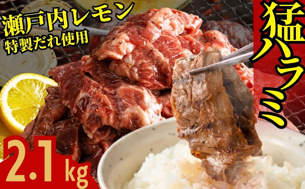 
            牛ハラミ 2.1kg(300g×7パック)  尾野精肉店の牛ハラミ瀬戸内レモン塩だれ ｜ 肉 訳あり 小分け 真空パック 冷凍 牛肉 ハラミ 瀬戸内 レモン 塩ダレ 広島県 竹原市　※離島への配送不可
          